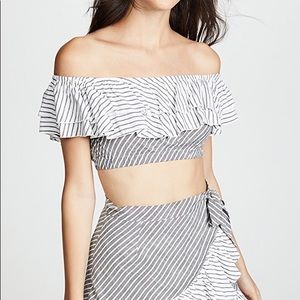Suboo Ziggy Frill Stripe crop top